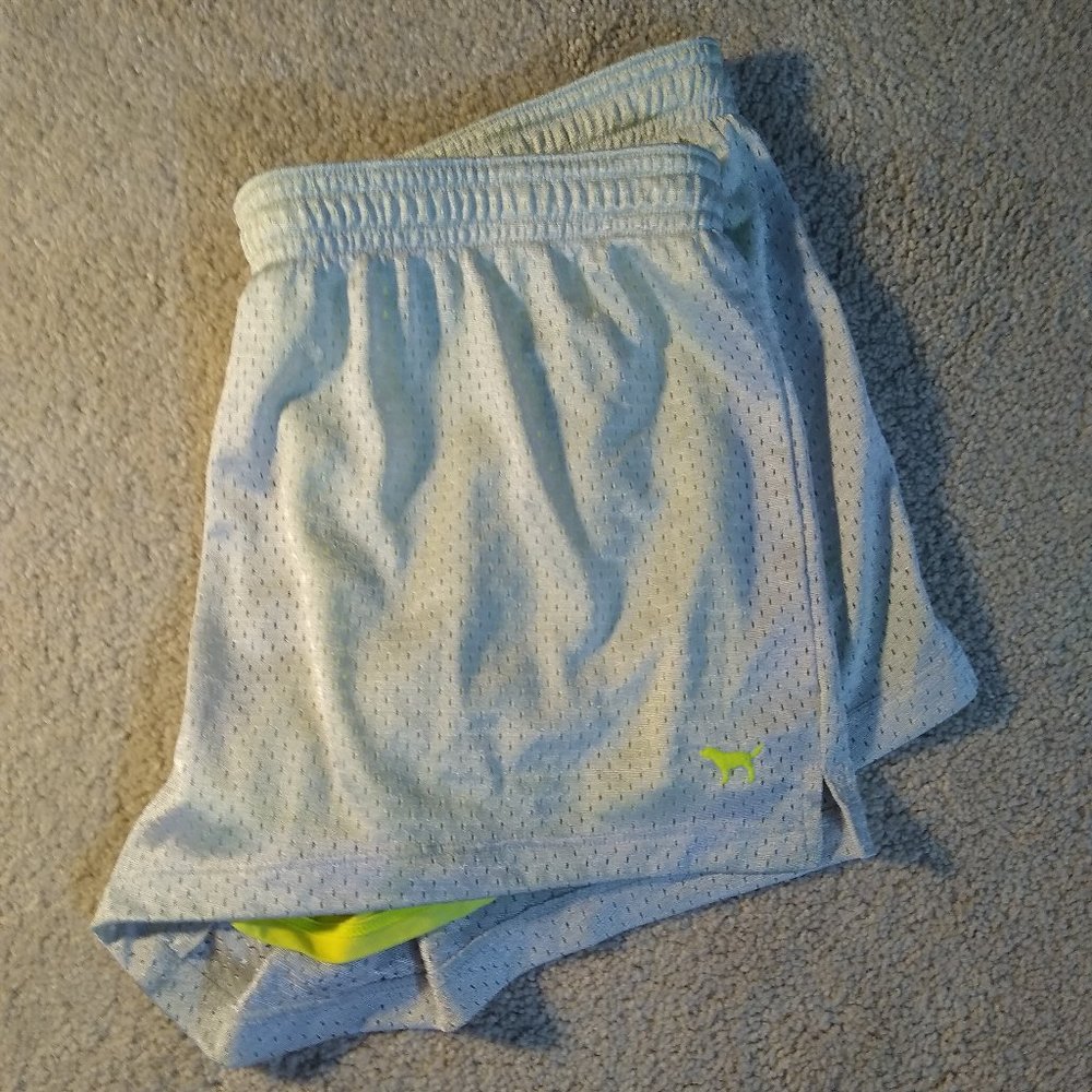 Grey and Yellow Womens shorts by Pink size small